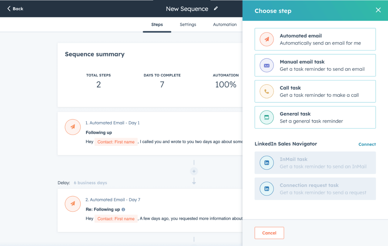 sequences hubspot